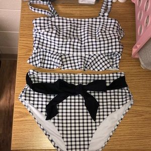 cupshe high waisted gingham swimming suit set